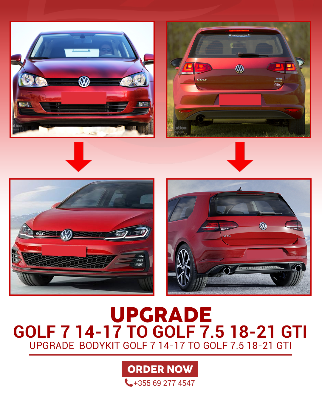 GOLF 7 14-17 UPGRADE BODYKIT TO GOLF 7.5 18-21 GTI