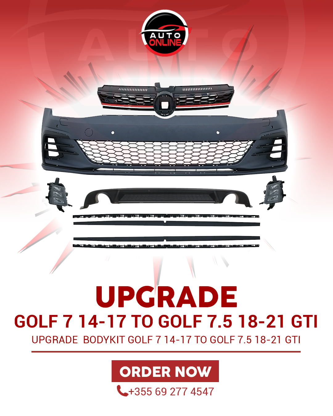 GOLF 7 14-17 UPGRADE BODYKIT TO GOLF 7.5 18-21 GTI