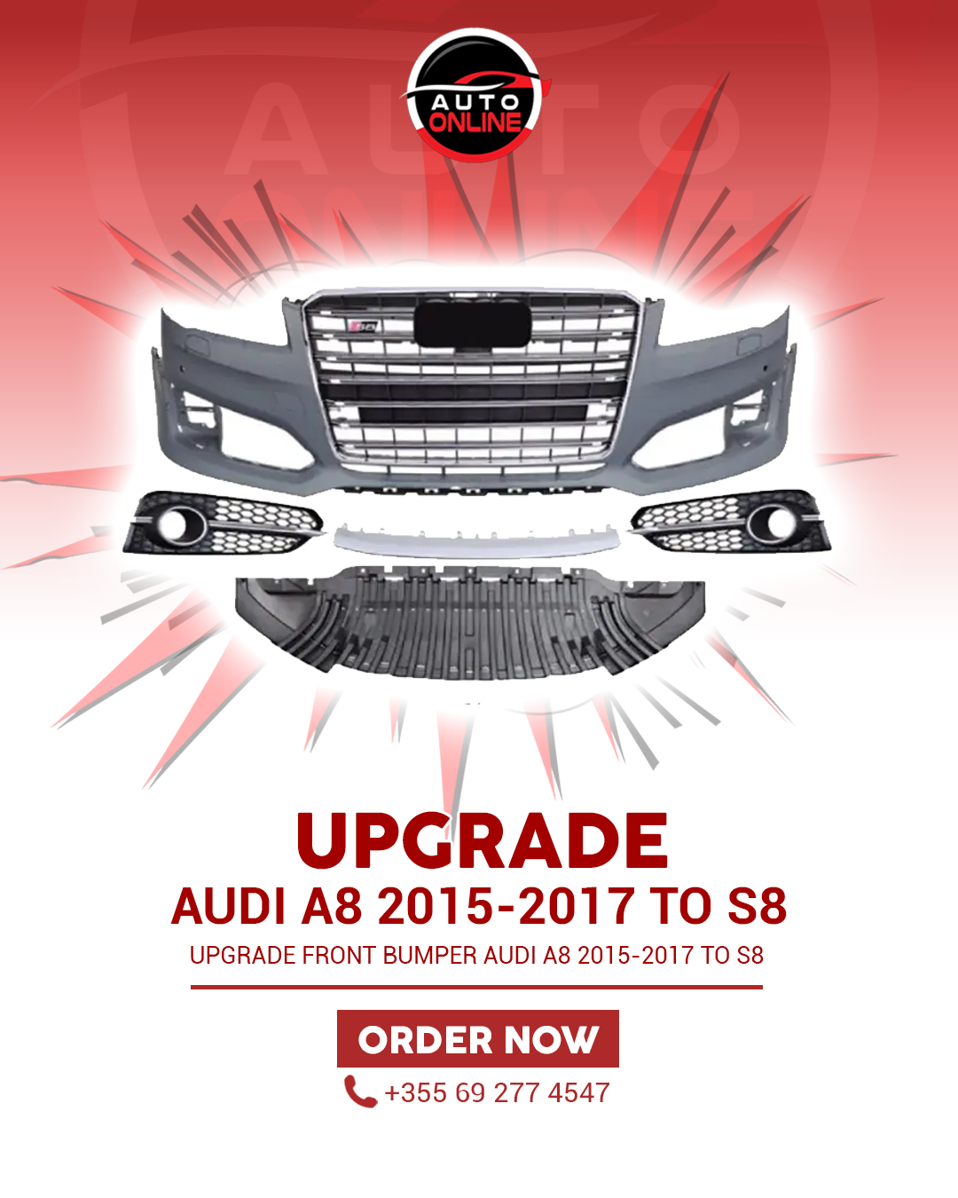AUDI A8 2015-2017 UPGRADE TO AUDI S8 FRONT BUMPER