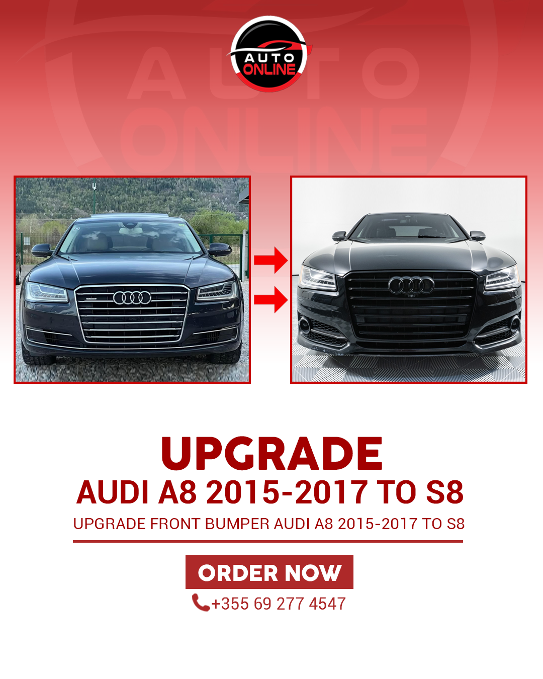 AUDI A8 2015-2017 UPGRADE TO AUDI S8 FRONT BUMPER