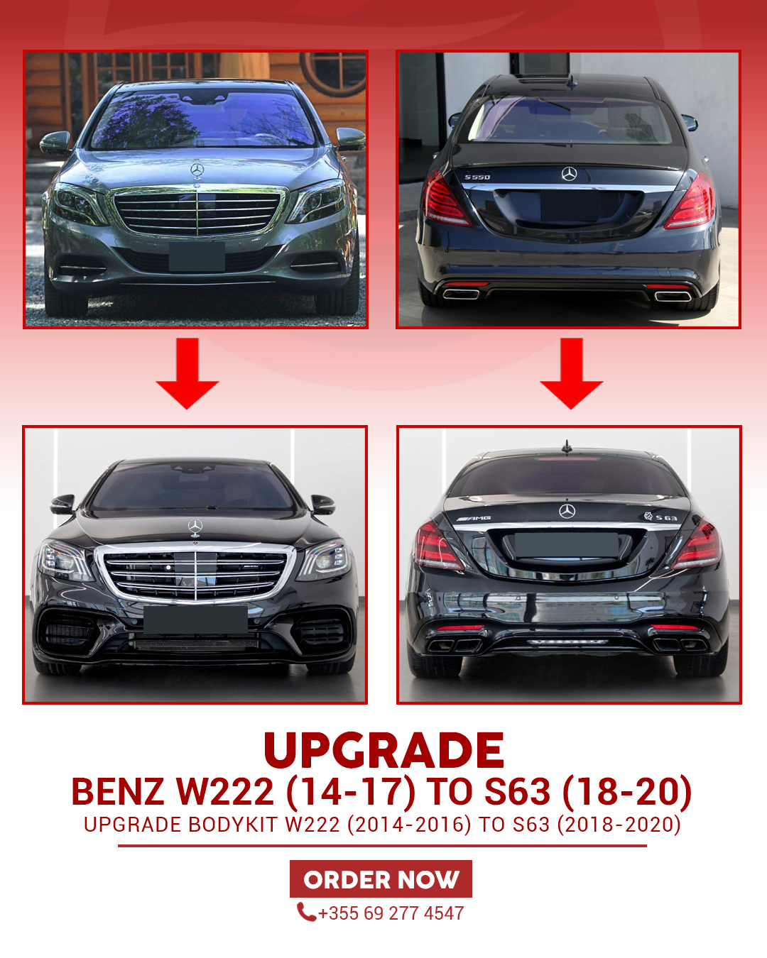 MERCEDES-BENZ S-CLASS W222 2014-2017 BODYKIT UPGRADE TO S63 2018-2020