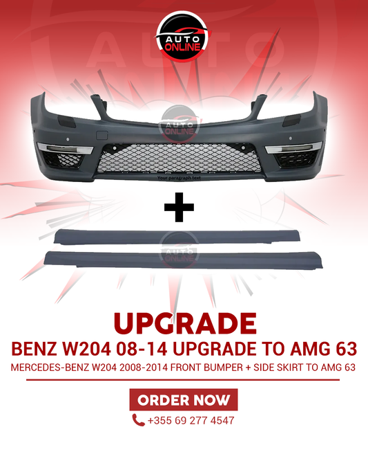 Mercedes-Benz C-Class W204 2008-2014 Upgrade to AMG 63 Front Bumper + Side skirts